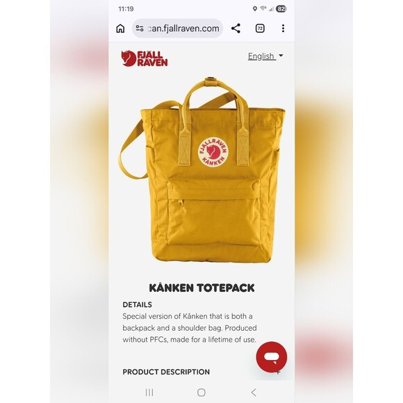 Fjallraven Kanken G-1000 Totepack Convertible Backpack/Shoulder Bag In Pink